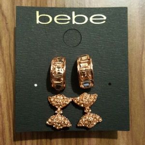 bebe BOW AND HUGGIE STUD SET
